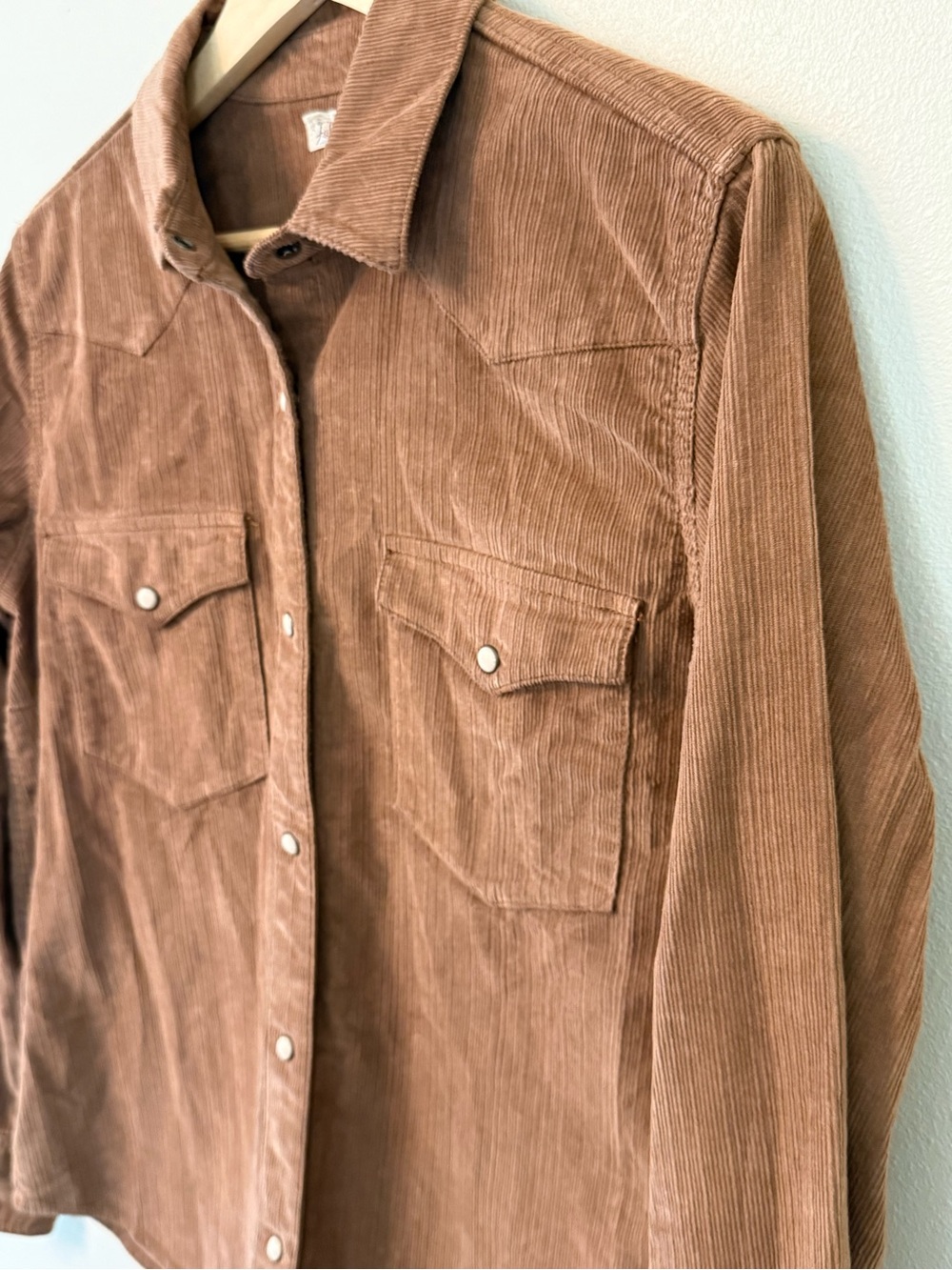 Faherty Stretch Corduroy Western Shirt Saddle Brown Snap Front Size M - Picture 5 of 11